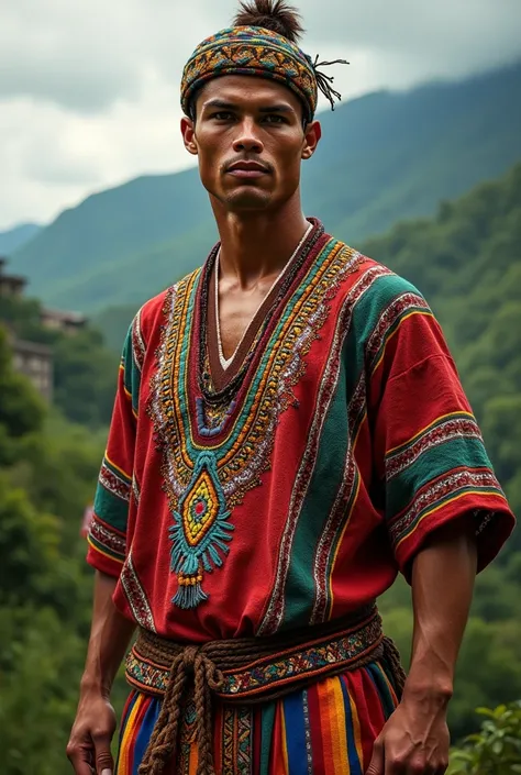 Cr7 in traditional Guatemalan attire 
