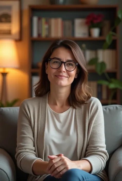 
Create an image of a psychologist named Maria Claudia, a 4 woman with a kind and warm demeanor. She is very overweight and wears glasses.
, with soft features and a natural beauty that reflects her compassionate and approachable personality. She has shoul...