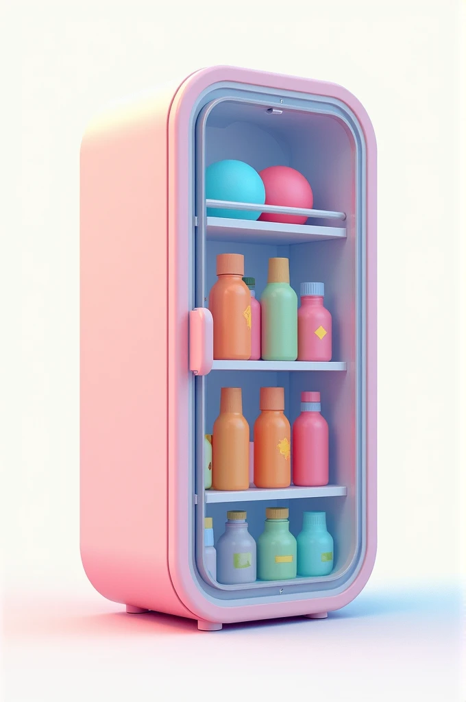 Cylindrical minibar in a 2D drawing logo in pastel colors 