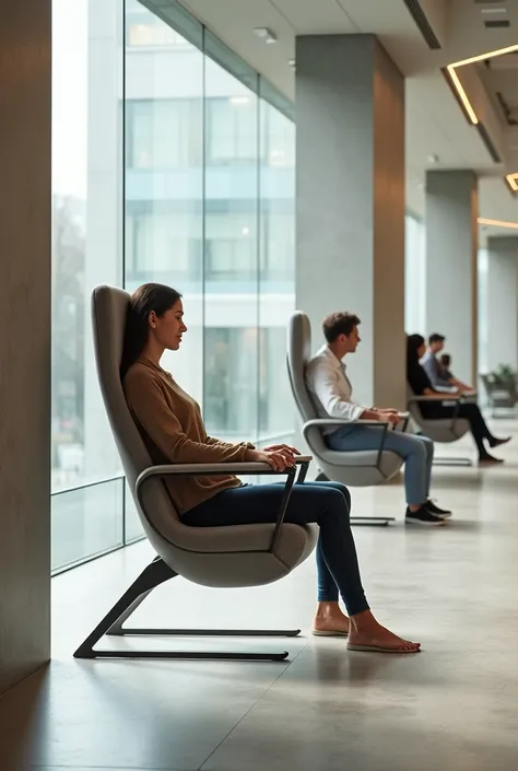 Stretching Chairs in Public Spaces: Chairs specifically designed to encourage stretching, with adjustable backrests and leg support, allowing users to stretch without leaving the place.