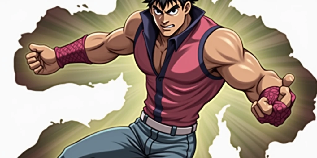 Joseph joestar with light Brown skin tone in skullgirls art style 