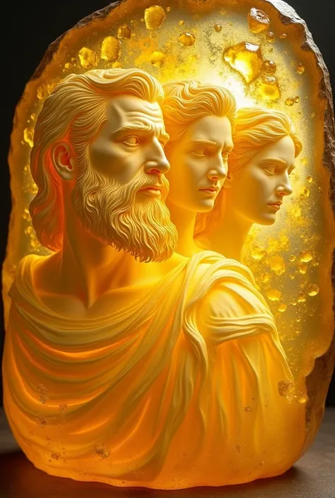 Intaglio gods of Greek mythology in citrine