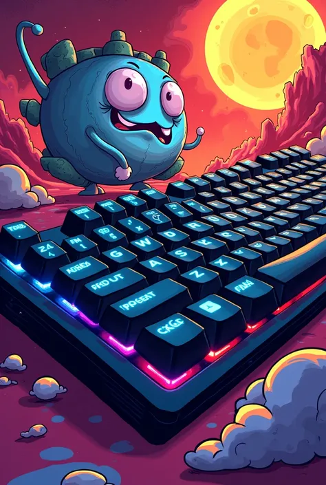 Gaming Keyboard Comic ART Style 