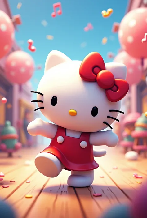 make me a picture of hello kitty dancing

