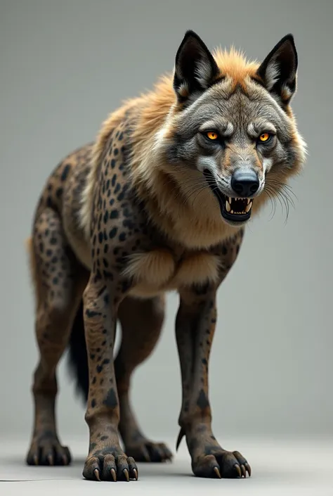 (photorealism:1.2), hybrid wolf - hyena crossing
brindle markings