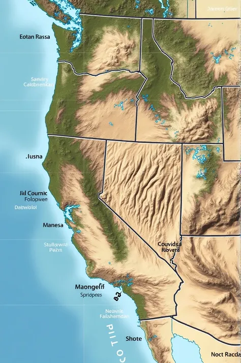 Map of geological faults with names and information. (to print and paste in the social studies notebook, This implies that it is a real map, not an invented one.).