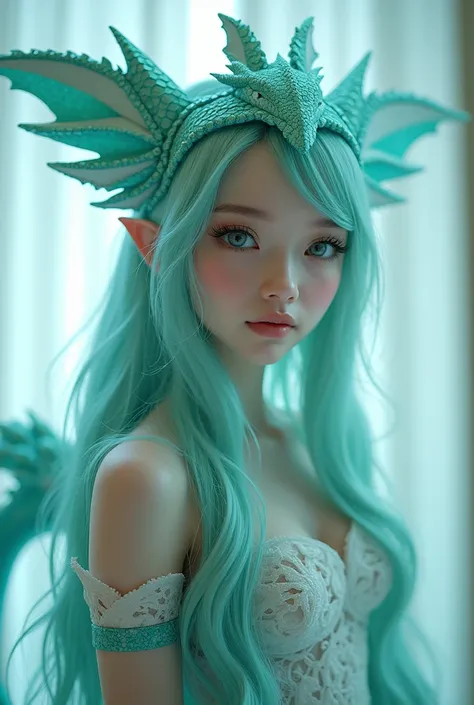 ((masterpiece, Best Quality, Best image quality, High resolution, Realistic, RAW Photos, 8k, Highly detailed CG compositing 8k wallpaper)), (, Incredible beauty), girl, Dragonair, Pokemon Cosplay, Pose for the cameras in the photo booth、フードかぶる