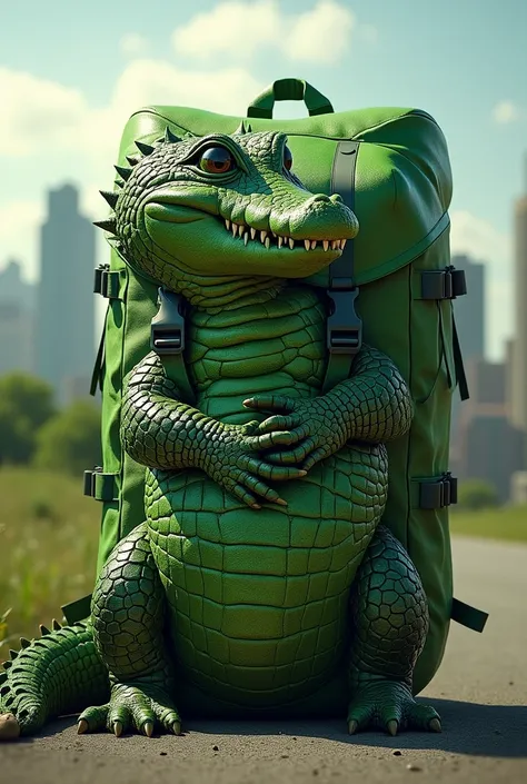 incredible green ruck and an alligator hugging leaving a city