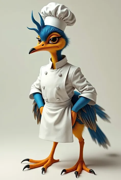 A hyper-realistic style Road Runner in a chef&#39;s suit  
