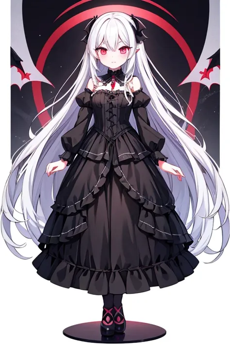 Long White Hair 1.2 | Black Dress | Anime Manga Girl | VTuber Full Body Model | Gothic Maiden Anime Girl | Black Dress Anime Girl | Anime full body illustration | Full body portrait | Anime Style | Vampire Demon Anime Girl | 1 character full body