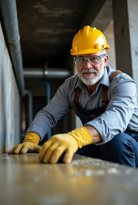 man applying waterproofing 

