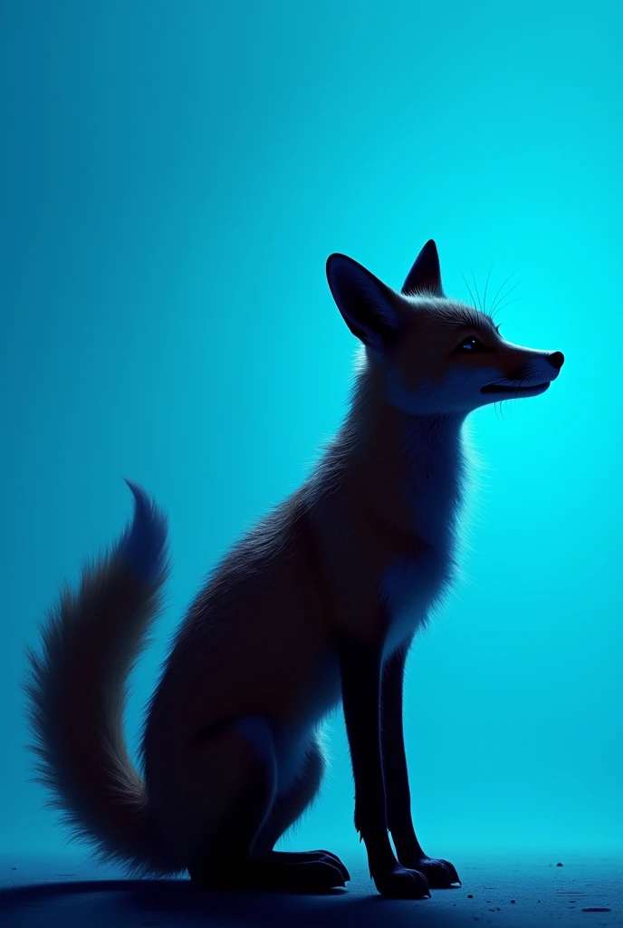 Fox silhouette with blue background and fox with color
