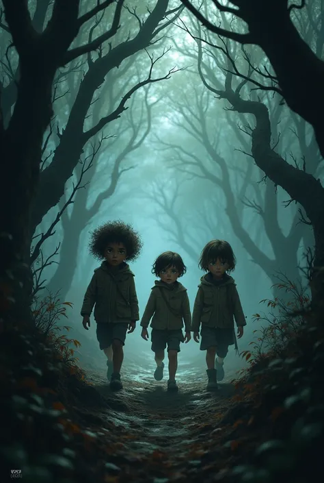 Three cousins in a scary forest