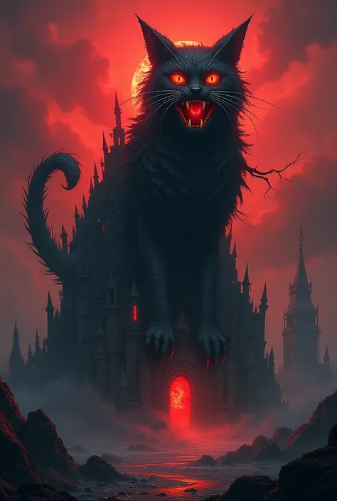 hellish building with cat theme