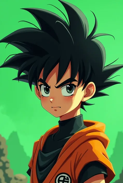 Frere jumeau de 6 an cheveux noir et court , front and back , green screen , style dragon ball et zelda