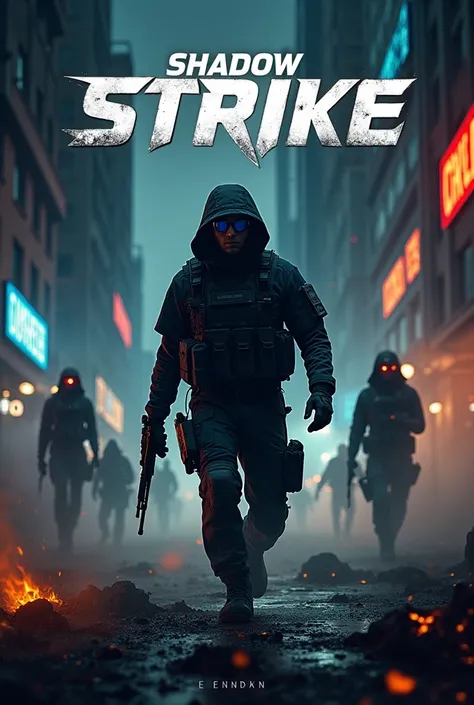 Poster Prompt: Shadow StrikeTitle: Shadow StrikeTagline: "When the enemy strikes from the shadows, only the brave can stand tall."Visual Elements:Main Character: A skilled, determined protagonist in tactical gear, poised in a dynamic action stance, ready f...