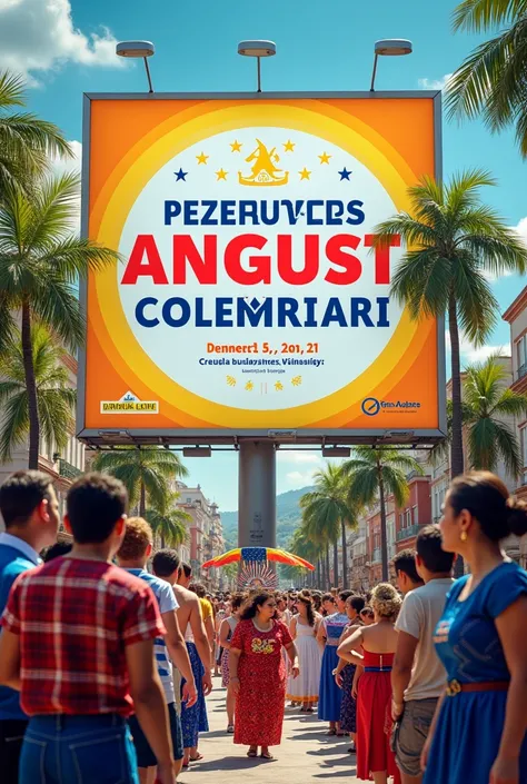 Images of Venezuelan anniversaries for the month of August with their date and name for a billboard