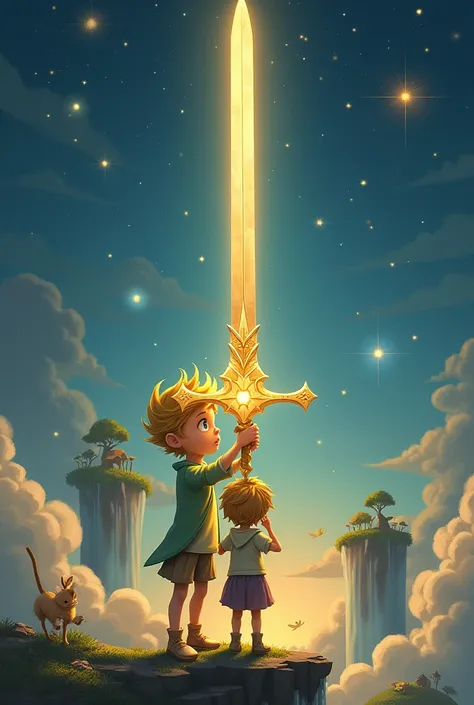 The little prince with the sword Excalibur 