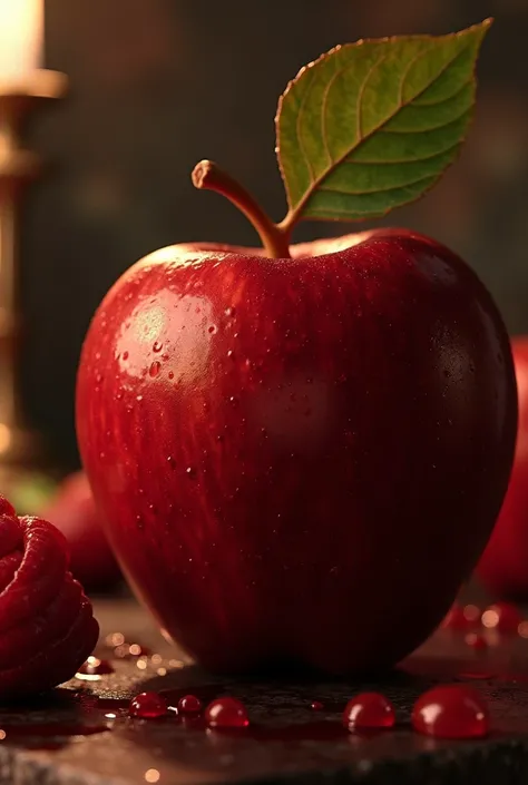 Create a sexy apple with red and gold color
