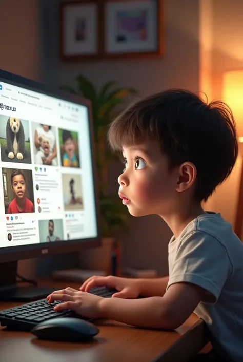 A child looking at a user&#39;s Instagram profile on a PC "Maxux"