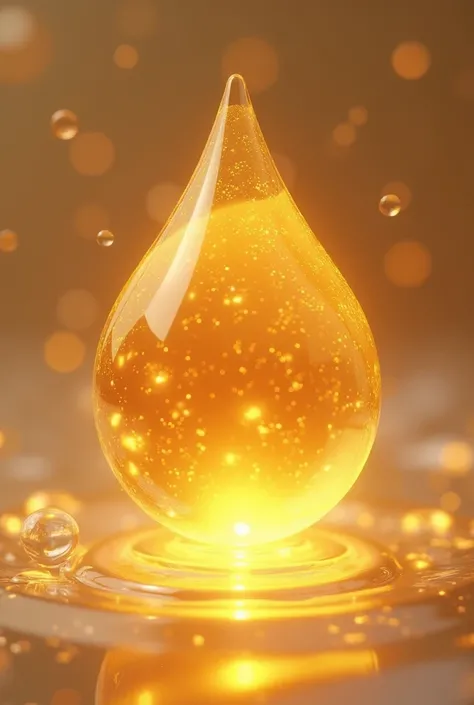 Luminous golden drop without background with droplets around 4k image
