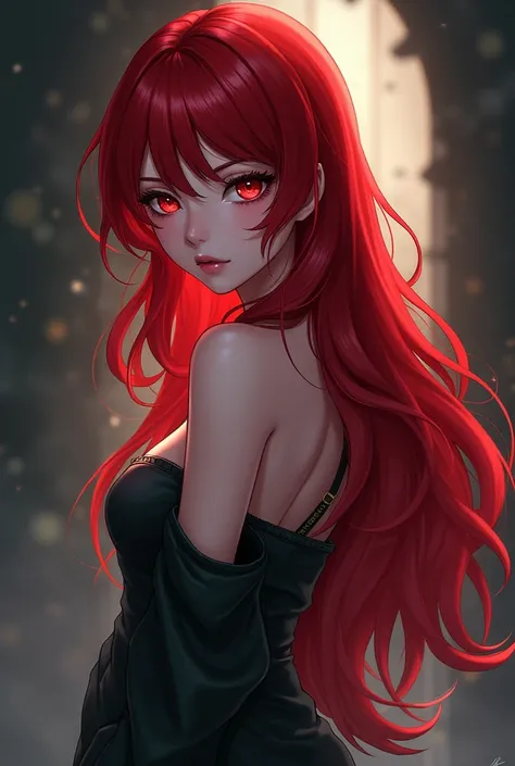 Sexy anime girl and red hair