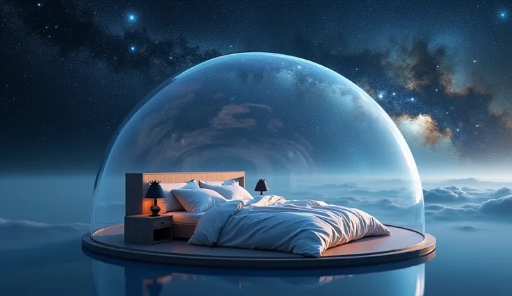 In the bright universe。galaxies and stars、GOD々I&#39;ll be taking care of you。Gorgeous bedroom、unmanned, ultra comfortable bed with soft duvet, voluminous and cozy. Transparent dome floating in space、unmanned。