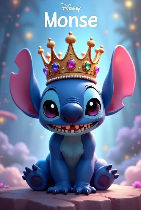 Stitch with crown and with the name monse