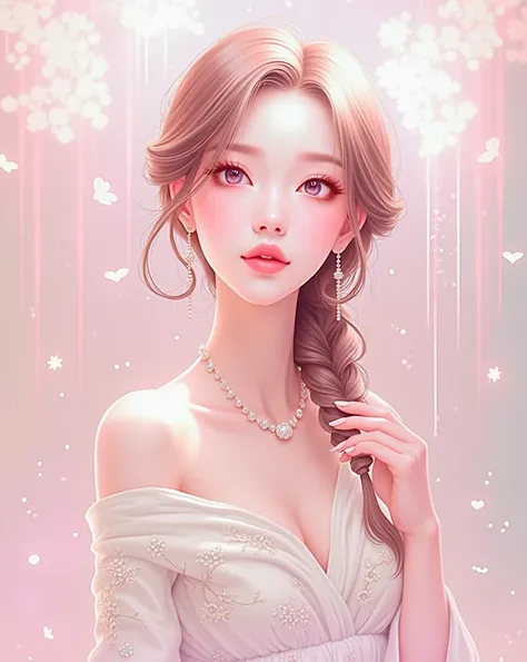 a beautiful asian woman, realistic portrait, detailed face, intricate hairstyle, realistic skin textures, gorgeous jewelry, natural lighting, cinematic composition, warm color tones, masterpiece, 8k, hyper detailed, photorealistic, highly detailed, sharp f...