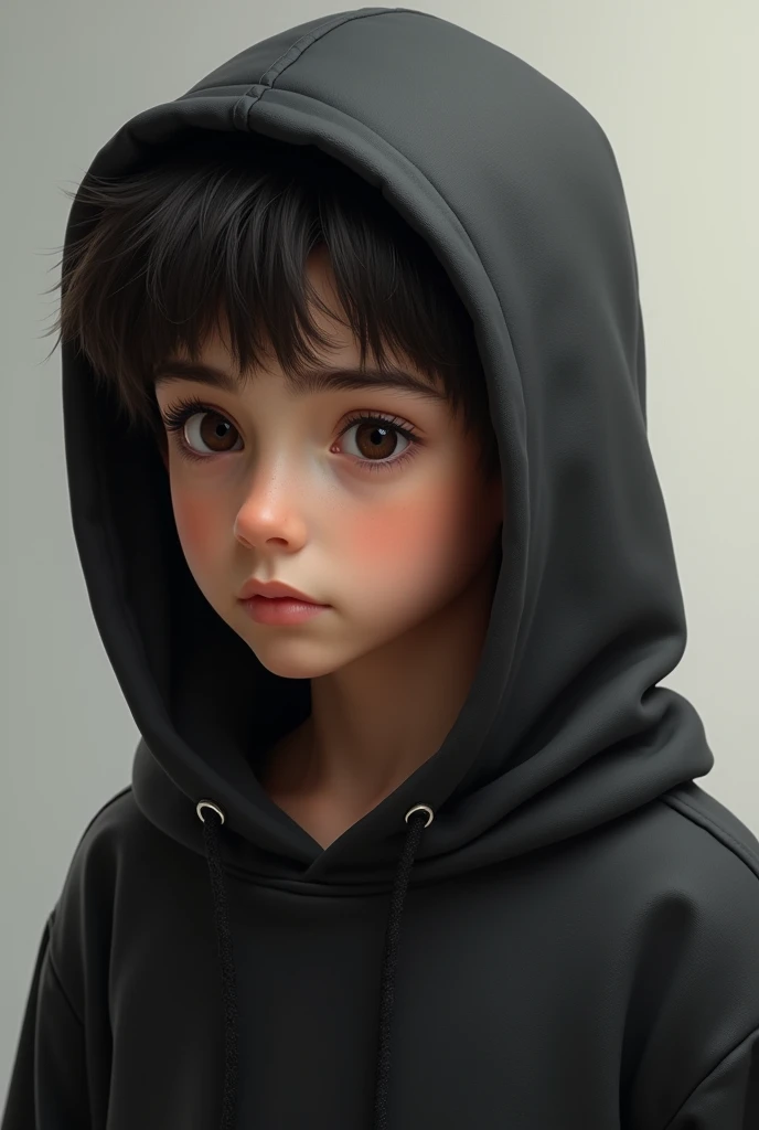 A boy with black hoodey realistic 