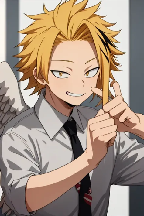 masterpiece, best quality, high quality, 1boy, solo, male focus, looking at viewer, upper body, kaminari_denki, blonde hair, mul...