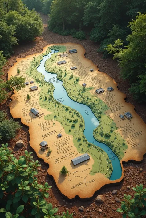 Make a map on the ground, talking about its use, conservation and degradation