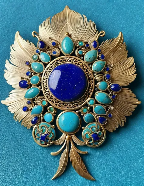 Feather球的蓝橘色欧泊石极简抽象的戒指设计，Indian elements，Matching stones are small amounts of lapis lazuli and turquoise，Clams，Feather，gem，old，Soft Light，Ming Dynasty style ，Cloisonné art，