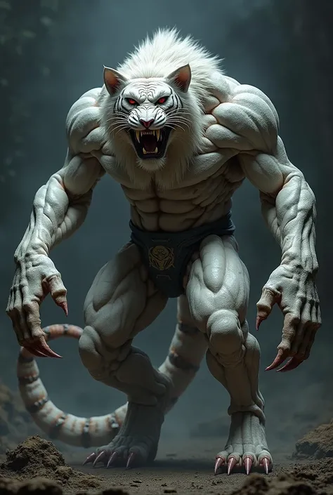 White tiger and scorpion are combined bodybuilder scary face 