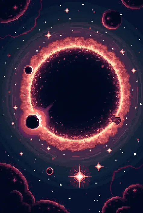 in pixel style , A black hole