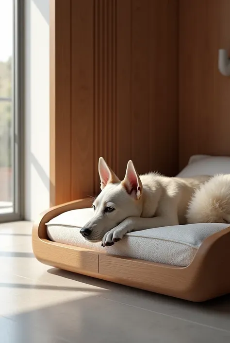 Create dog beds, uses modern wood and mattresses. By the year 2500