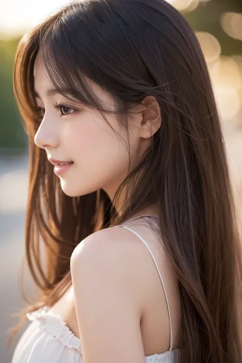 Cute with droopy eyes２３Year old girl、Japanese、Chest-length wavy soft hair、(((Plump Cheeks)))、(Gentle features)、Soft lips、(Accurate anatomy:1.2)、Beautiful faces in ultra-high definition、Ultra HD Hair、超HDのShine目、Shine、Super high quality beautiful skin、Ultra ...