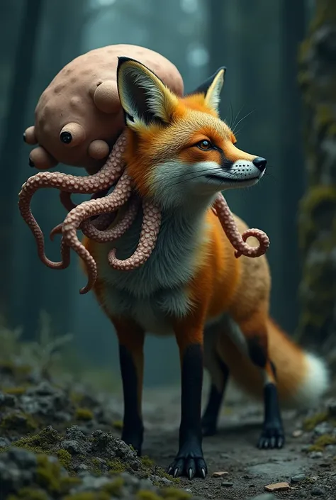 Create a photo in which Fox and Octopus combined to form a monster hybrid image.