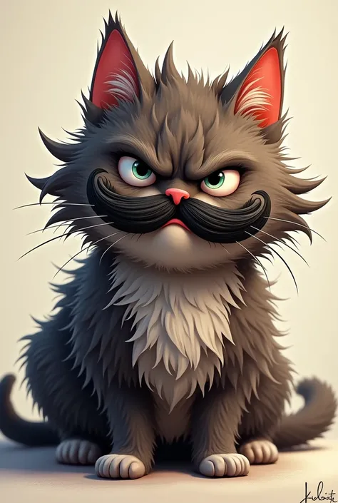 hair angry with mustage cat image
