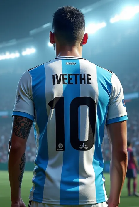 Create an image of an Argentina jersey with the name Iveethe with the number 10