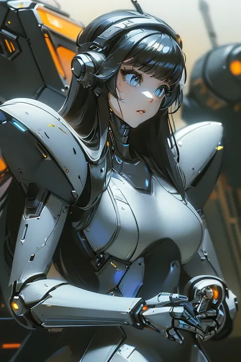 (masterpiece),(Highest quality),(Super detailed),(Best illustrations),(Best Shadow),(Absurd),(Detailed Background),(so beautiful), 16K, 8K, 4K,(Best Shadow),robotization,woman ,big bust,Robot Joint ,Metal skin,Black robot Suit,long hair,a black robot suit ...