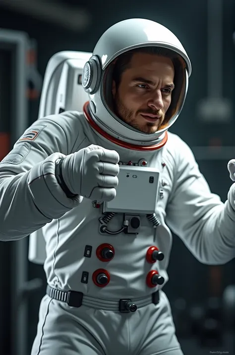 ((best quality)), ((masterpiece)), (detailed), perfect face
Astronaut in the gym doing workout 
