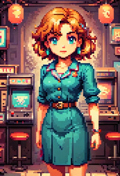 Retro Game, retro-style icon characters, (masterpiece, best quality, perfect composition,ultra-detailed, intricate details, Professional, official art, Representative work:1.3)
Long Hair, Brown Hair, Blue dress