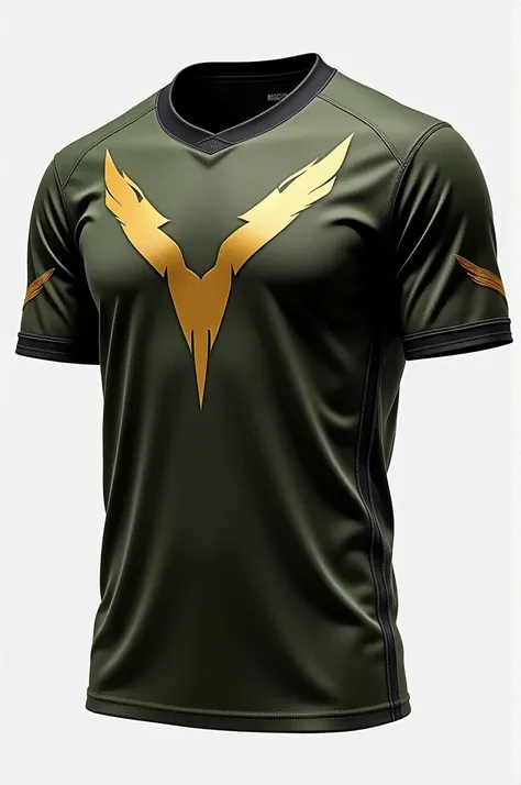 Military inspired football shirt with the following colors: 
Olive Green Black Gold Say EDEFISFA 