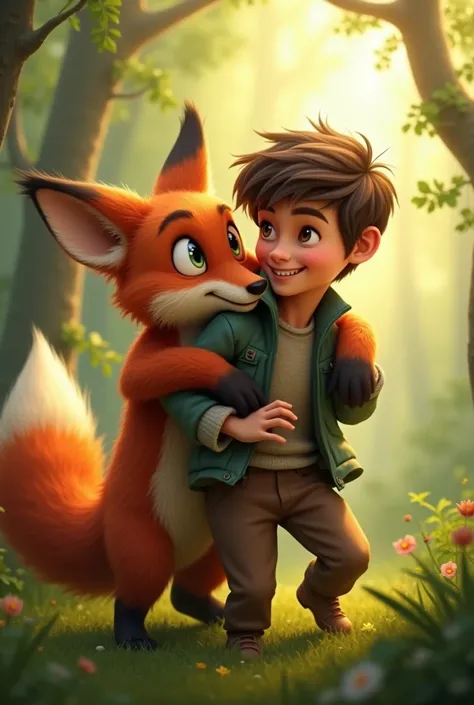 fox hugging a person from behind 
