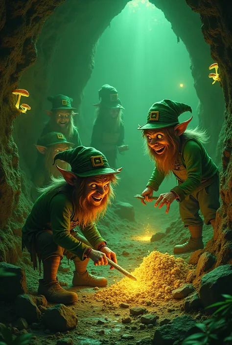 Weed-crazed Leprechauns Working in a Gold Mine 