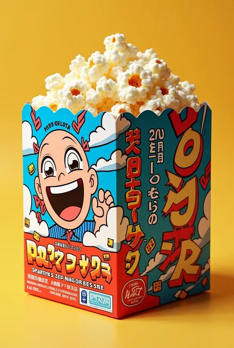 Popcorn packaging from a fun and youthful company that is connected to anime