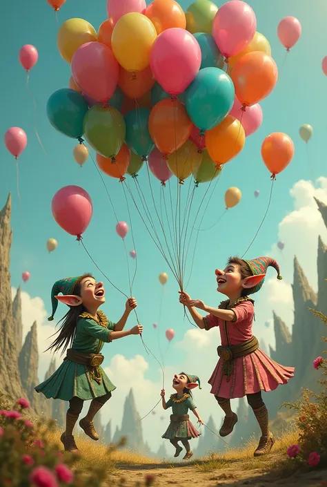 Weed-crazed elves releasing balloons 