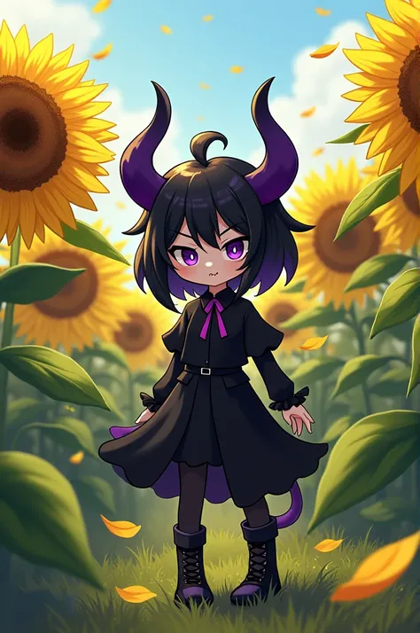 Kuromi with a sunflower 
