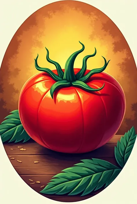 Make a circular logo, with a tomato in the background that has the theme “Mexico RP”